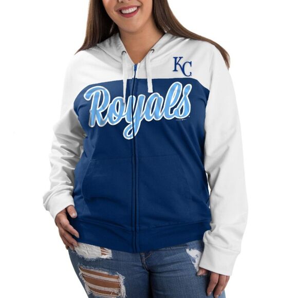 NWT Women Plus Sz 4X Full Zip Hooded KANSAS CITY ROYALS Athletic Jacket NEW ERA - Picture 1 of 8